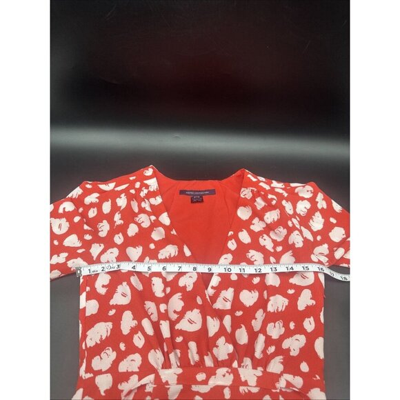 French Connection Aimee Verona Hibiscus & White Drape Front Split Midi Dress -0 - Picture 13 of 13